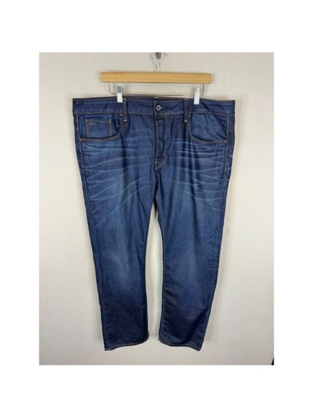 G-Star Raw 3301 Straight Leg Dark Wash Denim Jeans Mens 40x32 Button Fly